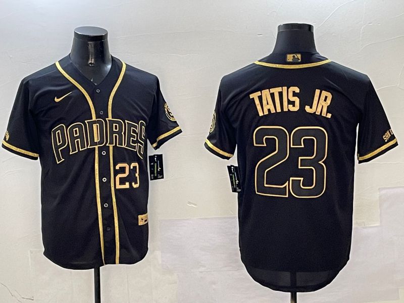 Men San Diego Padres #23 Tatis jr Black Gold Game 2025 Nike MLB Jersey style 4